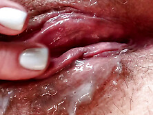 Huge Dong for My StepMom.  Sperm on Hairy Cunt.  Female Pulsating Cums.  Super Close-Up.