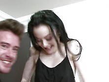 Purefilms. Tv - Beautiful brunette girl is horny, and gets fucked on the couch