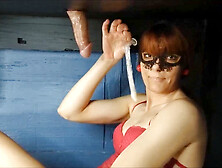 Amateur couple's compilation of table play with condom blowjobs and handjobs