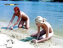 Nudist Teens With Slim Body Is Enjoying The Sun On The Rocky Beach