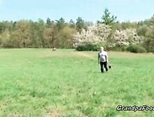 Grandpa Finds Granddaughter Outdoors