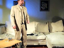 Doris Ivy is wearing no thing but erotic,  ebony nylons whilst riding a goth hard schlong