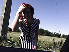 Naughty Redhead Flora Milano Goes Hitchhiking for Cock & She Gets Two!