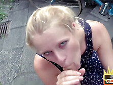 Real German Amateur Ballsucking In Public