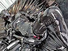 OnlyFans teaser - Latex catsuit with built-in vaginal and anal condoms!