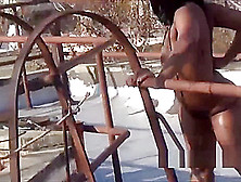 Naked Outdoor Ebony Model Photoshoot