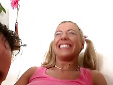 Spicy schoolgirl is being dicked down by three horny stallions