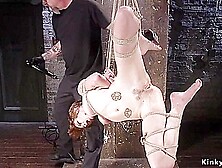 Gagged Redhead Takes Painful Crotch Rope - Jeze Belle