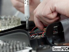 Brunette hair teen anally bangs until her butt is overspread in goo