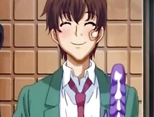 Censored adult cartoon shows a slutty girl taking a massive cock