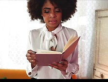 Black Social Sciences Book Worm Studying With The Help Of Professor's Pink Pointing Rod