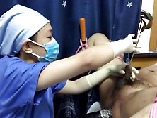 Nurse to ejaculate with prostate massage and anal dildo