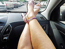 Horny stepmom seduces her stepson in the car in the morning on the way to work