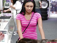 Horny Lady can be fucked also in the shop hardcore