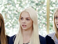 Elsa Jean,  Rachel James & Sydney Cole with 3 black guy