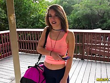 Cute girl Harley Ann Wolf seduced by a horny man on a nice day