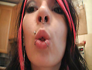 Kinky emo with pierced nipples fools around with knives