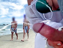 Crazy milf jerks me off in front of passersby