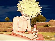 My Hero Academia Yaoi - Bakugo x Todoroki Handjob and blowjob - Japanese Asian Manga Anime Game Gay Porn