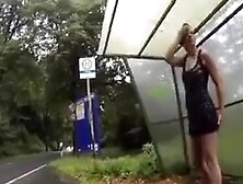 Amateur girl reveals pussy and ass in public