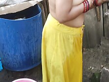 Indian Bhabhi Bathing Outside Hot