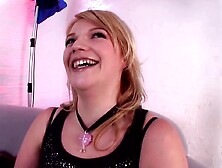 Large booty youthful playgirl on the close up casting rubbing her muff, sucking his dong and gets bonded