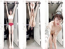 Japanese Muscle Whore With Six Pack Abs Has Her Clothes Disappear In The Middle Of Each Exercise