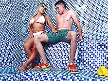 Nerd Guy Fucks Colombian Blonde In The Sauna,  And Gives Her All His Cum In Her Mouth! Naty Delgado & Pipeboy1