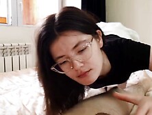 A gorgeous dark hair inside a skirt blown a penis without