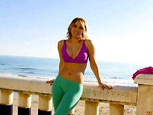 Baring her assets in the car