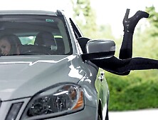 Slender long-haired brunette Veronica Clark is jumping on a big cock