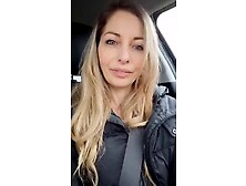 Slim Busty Blonde Handjob And Masturbate In Car