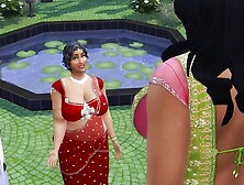 Indian Saree Aunty Lakshmi got invited to a house by her friend and fucked  - WickedWhims