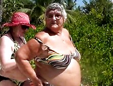Libby Ellis Stripping On The Beach with Speedybee (Grandma Libby)
