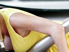 Alexis Fawx got stuck under the table and stepson fucks her