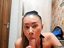 Nasty Asian maid with phat ass gets harsh ass-fuck from her boss,  creampie and