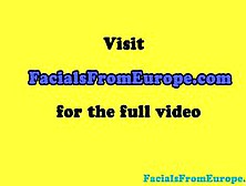 European Slut Sucks A Cock And Gets A Sticky Facial As