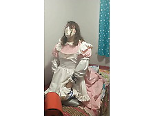 Pink Pvc Sissy Maid Vibratior Pillow Hump Breathplay