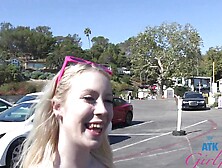 Sweet Blonde Gigi Sweets Enjoys While Giving A Footjob In The Car