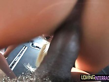 Model babe seduced into riding black cabbie