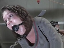 Doggystyled restrained sub gets pussytoyed