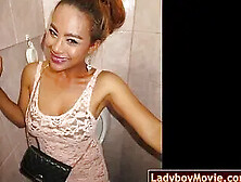 Ladyboy Blowjob And Peeing In Public Toilet