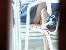 Real girl in the café is flashing her sitting upskirt (fake) AFDA