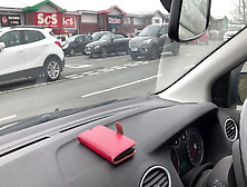 Horny Car Wank In Pink Stockings Panties On Busy Carpark