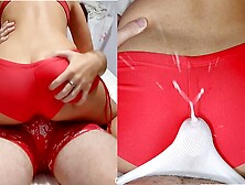 Doggystyle dry humping, LARGE cum-shot through underwear! Panties lapdance grinding