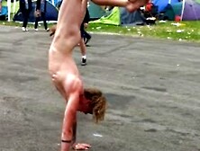 Naked Guy Walks On Hands At Festival Cfnm