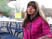 Real publicsex slut swallowing cum