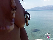 Nippleringlover Wild Mother Extreme Pierced Nipples And Snatch,  Changingnipple Rings At Public Beach