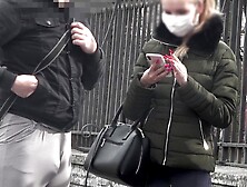 Bulge meat flash on street  public flashing