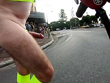 WNBR public erection Byron Bay for the crowd